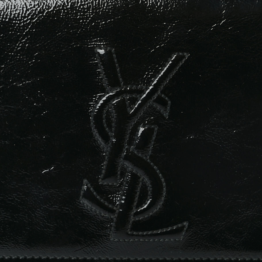 Saint Laurent Textured Patent Monogram Large Belle De Jour Clutch Black Image 7