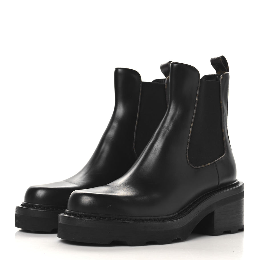 Louis Vuitton Calfskin Monogram Beaubourg Ankle Boots Black Image 4