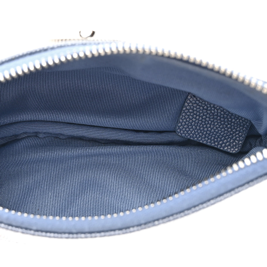 Chanel Caviar Chevron Quilted Small Vintage Mademoiselle Cosmetic Case Blue Image 5