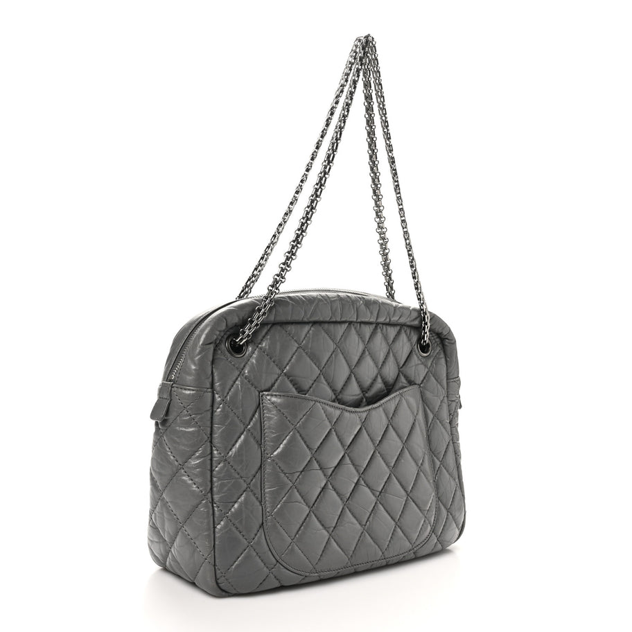 Chanel Aged Calfskin Quilted Large Reissue Camera Case Grey Image 2