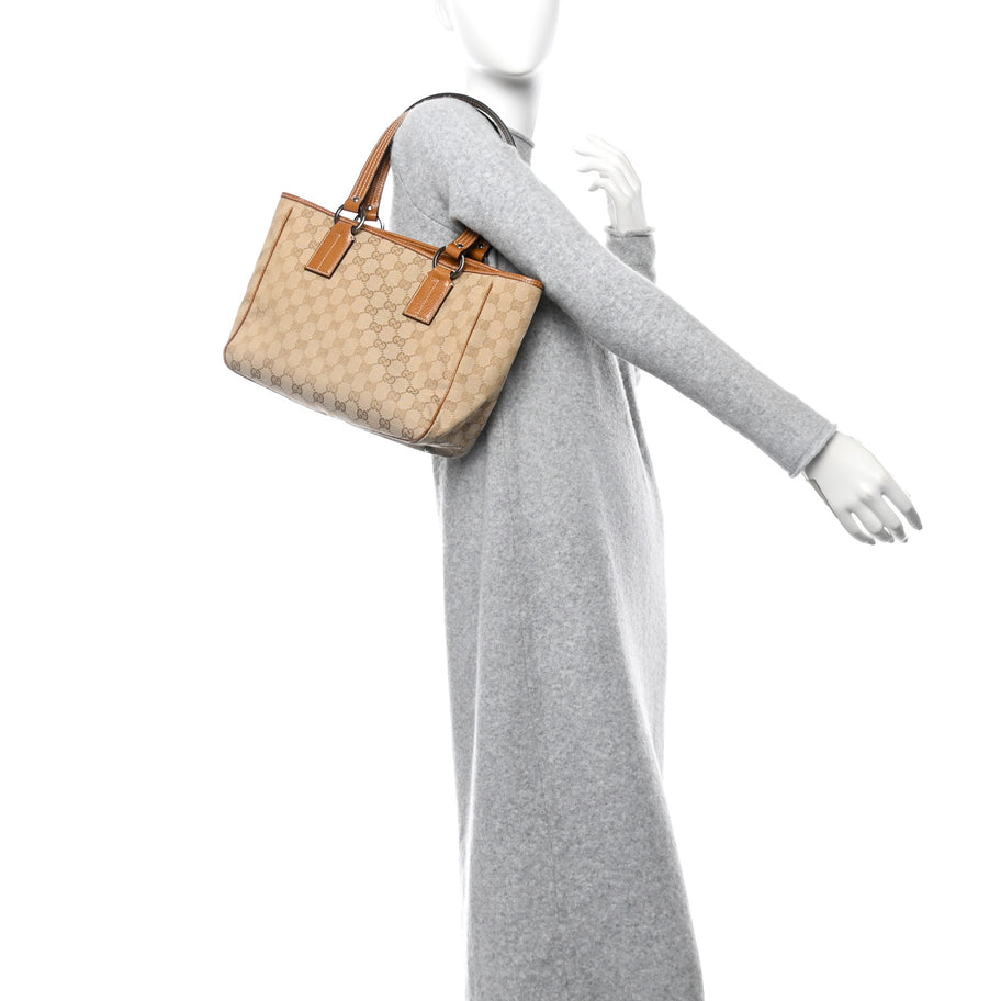 Gucci Monogram Medium Tote Beige Brown Image 2