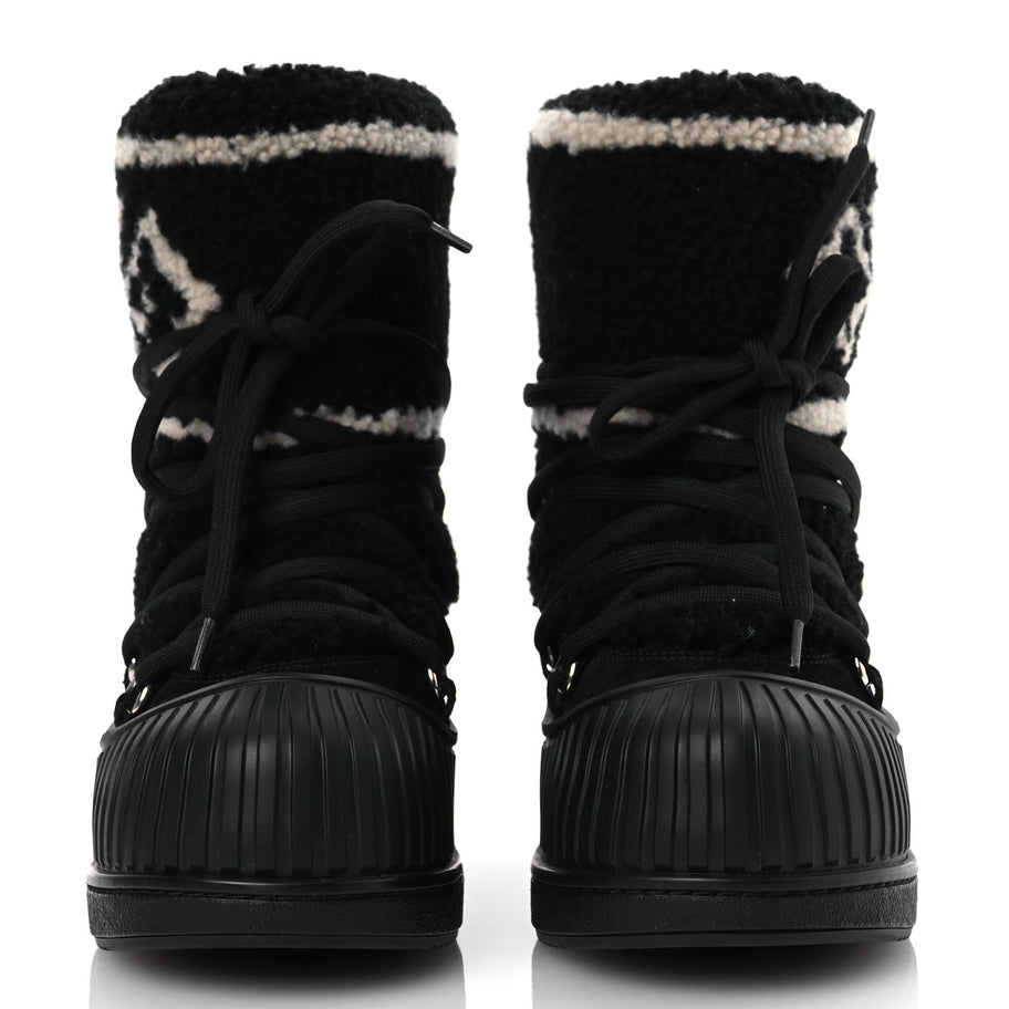 Louis Vuitton Suede Shearling Polar Flat Half Boots Black Image 3