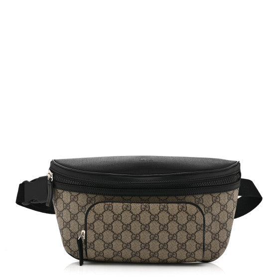  Gucci GG Supreme Monogram Large Belt Bag Beige Ebony Black
