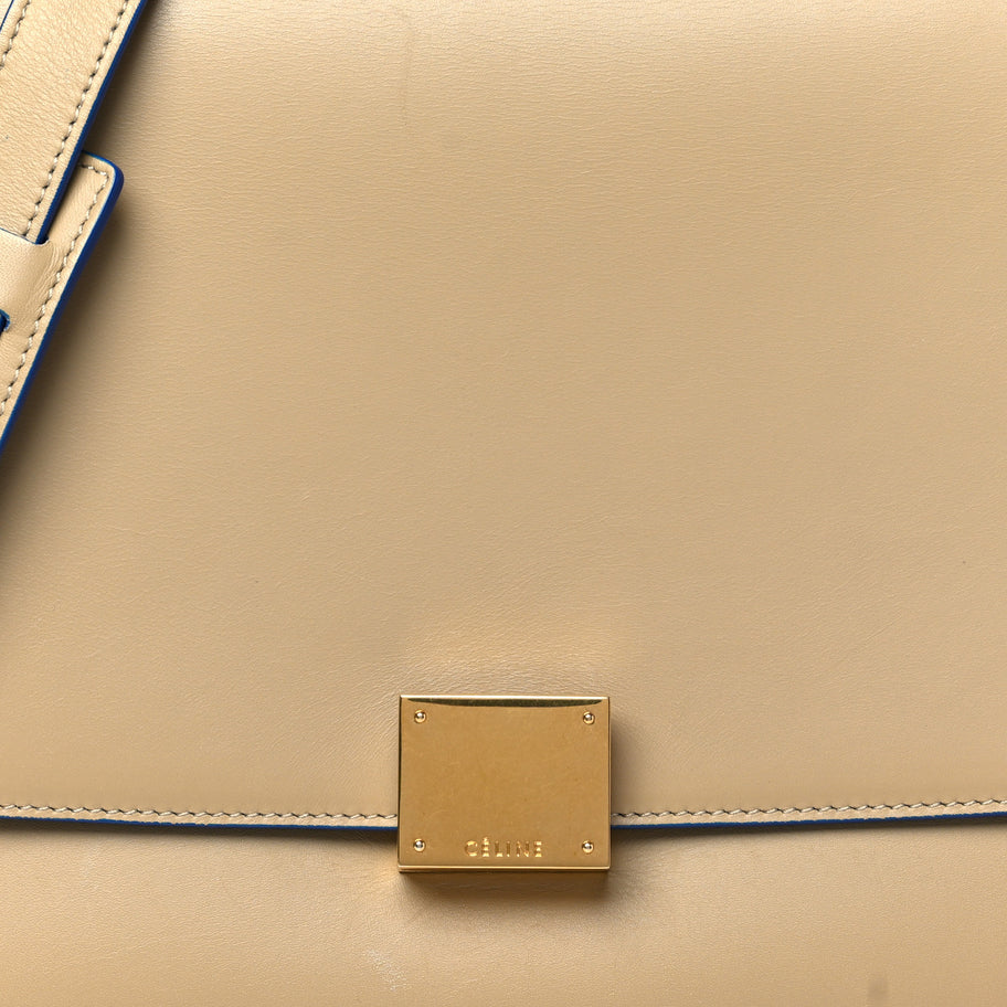 Celine Smooth Calfskin Medium Bi-Color Trapeze Beige Blue Image 7