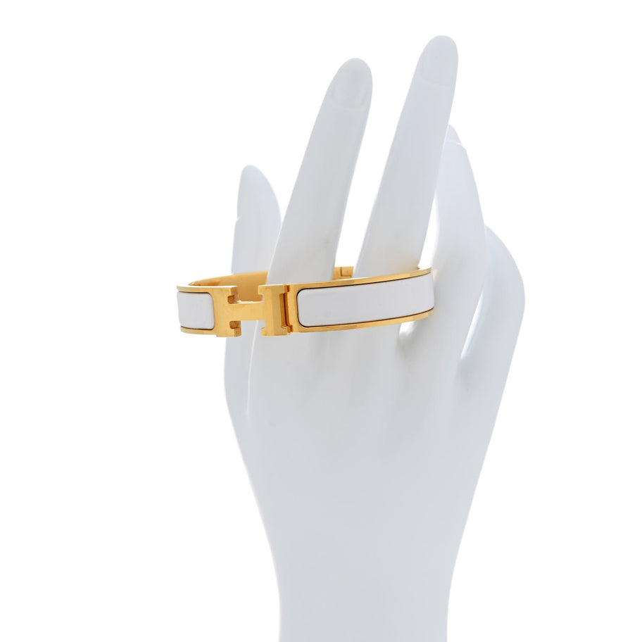 Hermes Enamel Narrow Clic Clac H Bracelet PM White Image 2