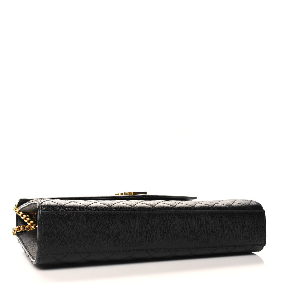 Saint Laurent Grain De Poudre Textured Mixed Matelasse Large Triquilt Monogram Satchel Black Image 4