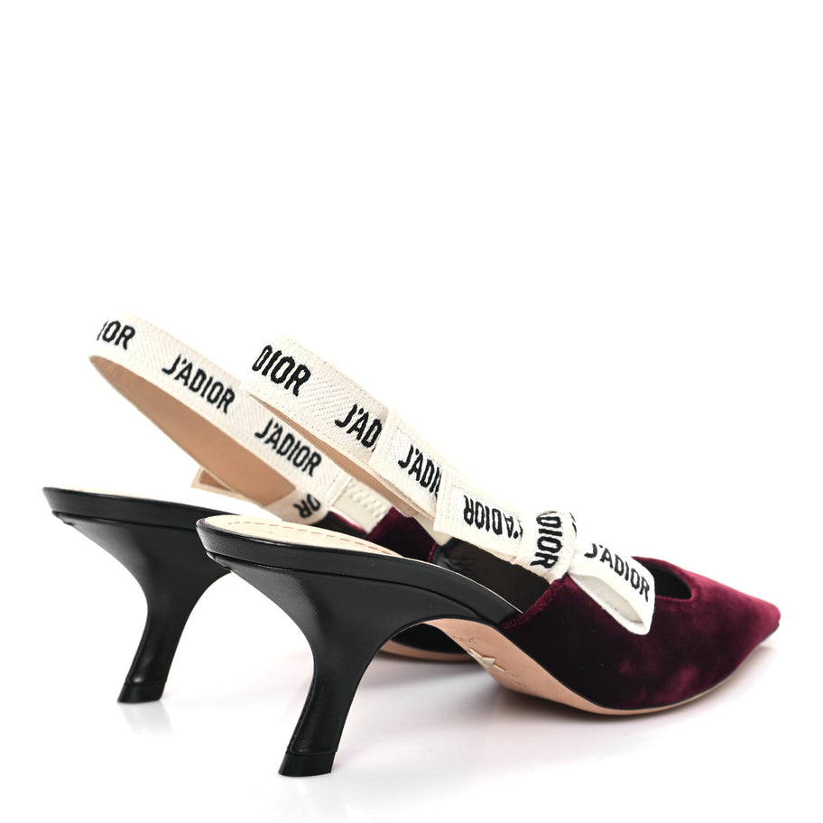 Christian Dior Velvet Ribbon J'Adior Slingback 65mm Pumps 39 Deep Amaranth Image 5