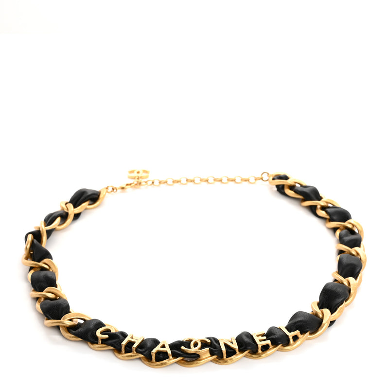  Chanel Calfskin Woven 90s Icon CC Belt 65 Black