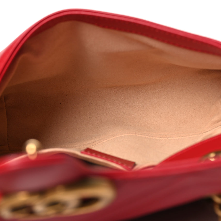 Gucci Calfskin Matelasse Mini GG Marmont Shoulder Bag Hibiscus Red Image 5