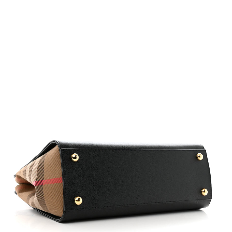 Burberry Calfskin Mega Check Small Banwell Tote Black Image 4