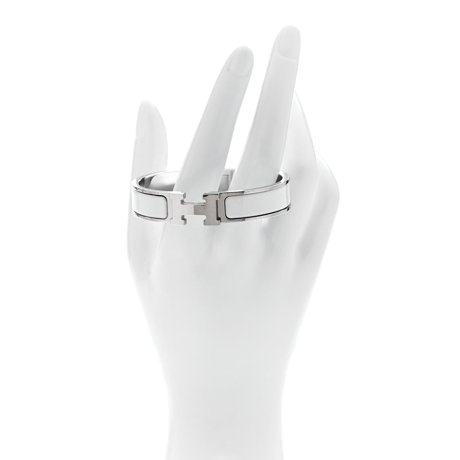 Hermes Enamel Narrow Clic Clac H Bracelet PM White Image 2