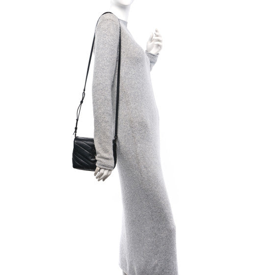 Saint Laurent Calfskin Y Quilted Monogram Monochrome Toy Loulou Crossbody Bag Black Image 2