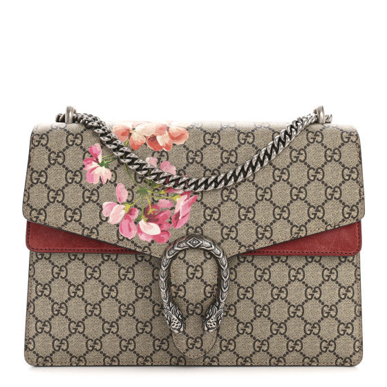  Gucci GG Supreme Monogram Blooms Medium Dionysus Shoulder Bag Beige Multicolor Dry Rose