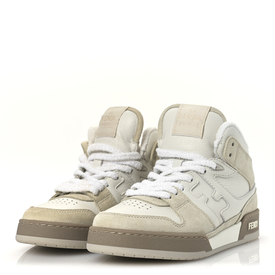 Fendi Suede Vitello Match High Top Sneakers 37 Ice White Ice Fendi White Image 4