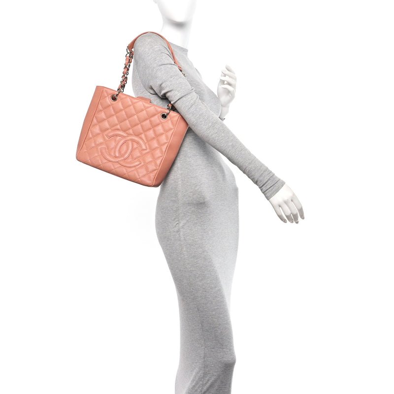  Chanel Caviar Quilted Petit Shopping Tote PST Pink