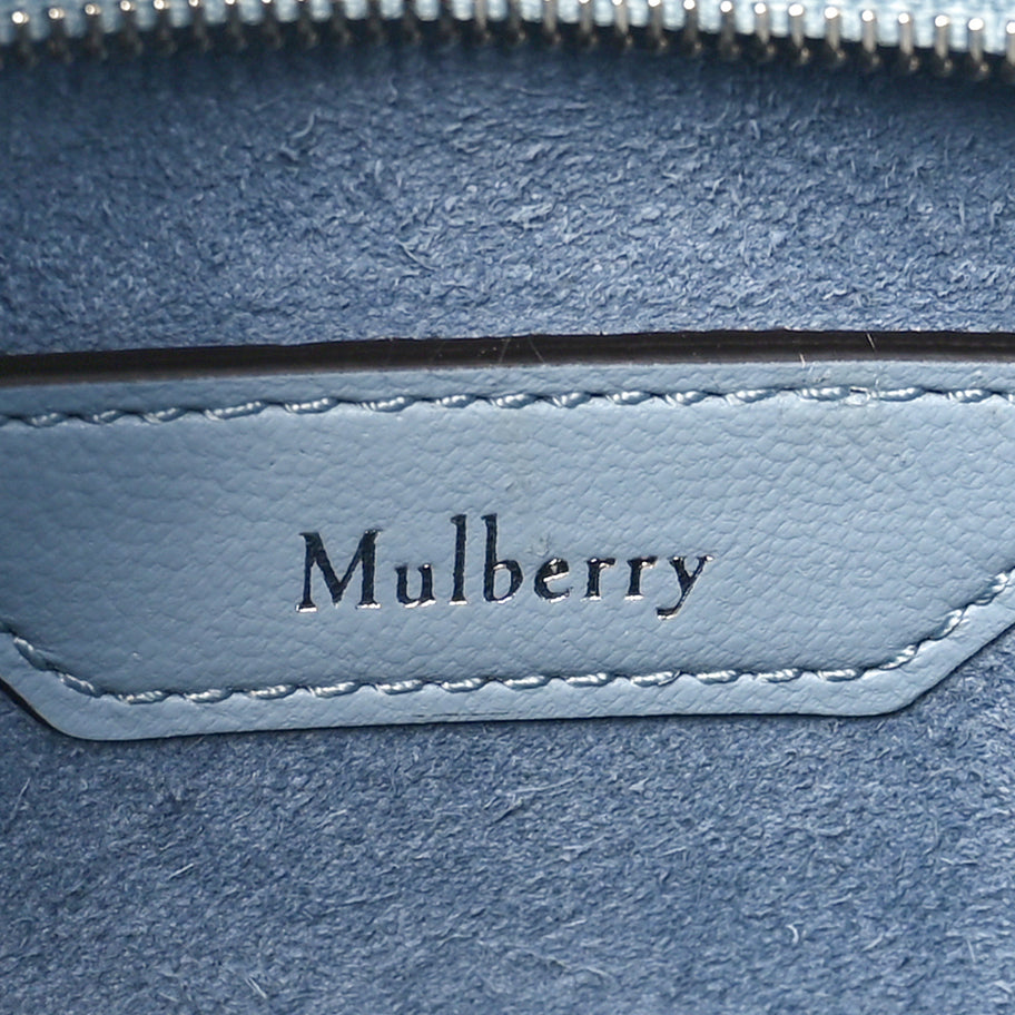 Mulberry Micro Classic Grain Mini Zipped Bayswater Poplin Blue Image 6