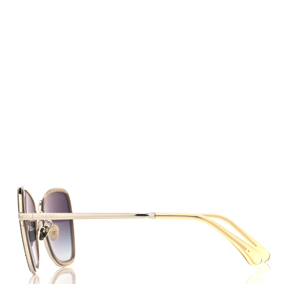 Chanel Square Frame Sequin Sunglasses 4277-B Silver Brown Image 3