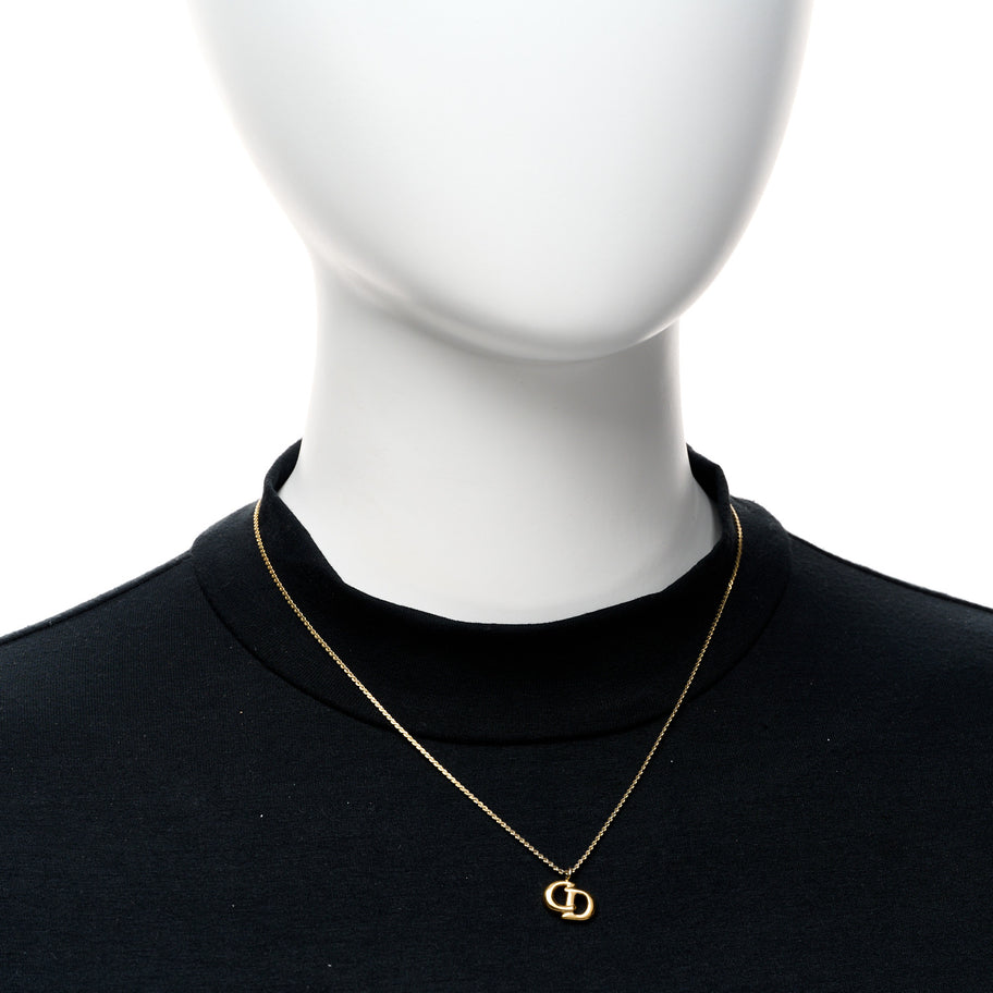 Christian Dior Metal Crystal CD Logo Pendant Necklace Gold Image 2