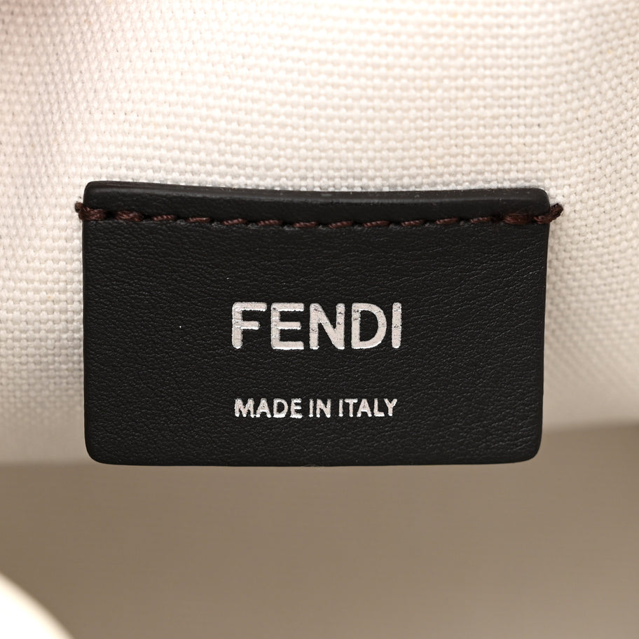 Fendi Canvas Nappa F is FF Embroidered Mini Mon Tresor Bucket Bag White Black Image 6