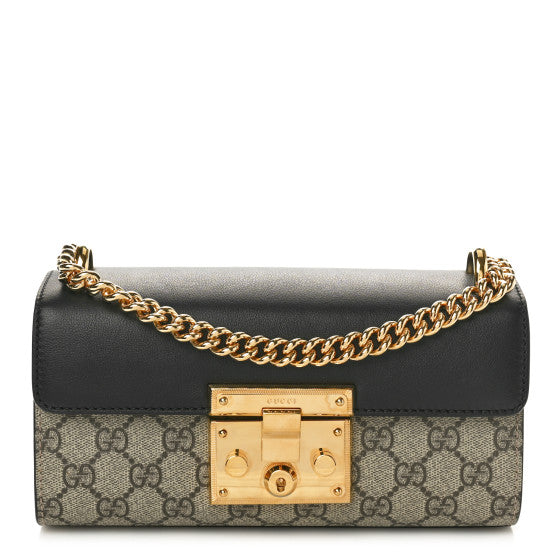  Gucci GG Supreme Monogram Calfskin Padlock Mini Shoulder Bag Beige Ebony