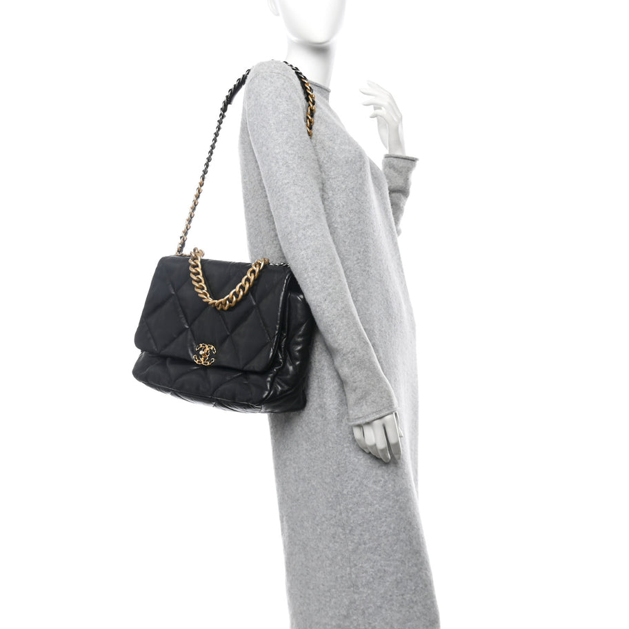 Chanel Lambskin Quilted Maxi 19 Flap Black Image 2
