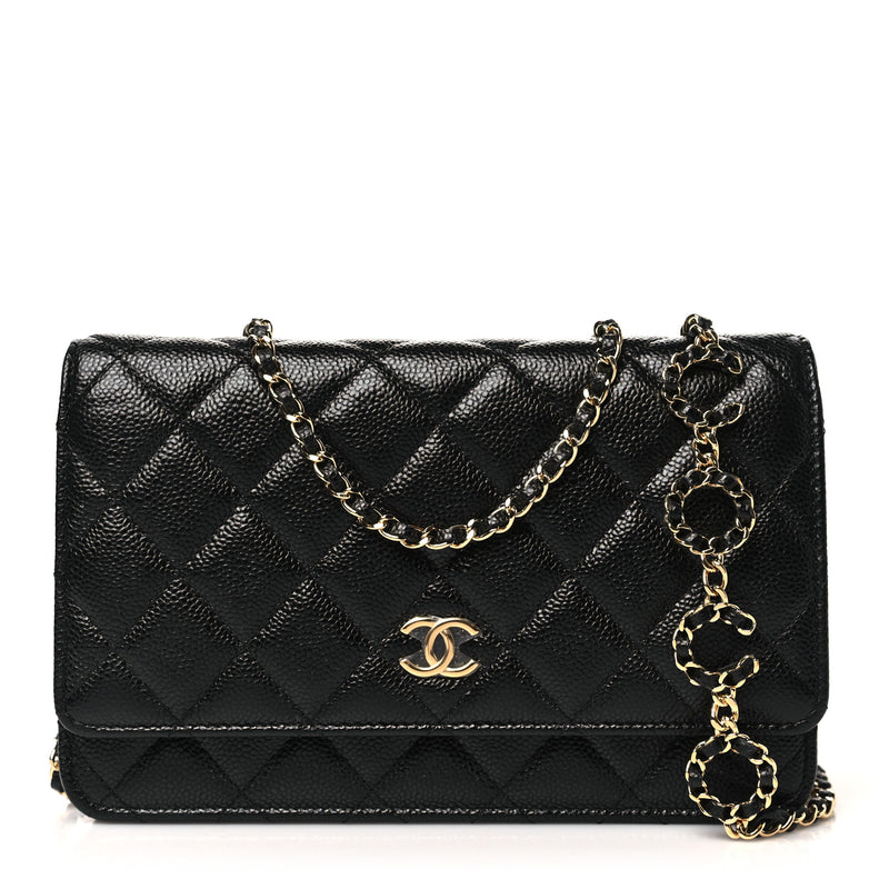  Chanel Caviar Quilted Miss Coco Wallet On Chain WOC Black