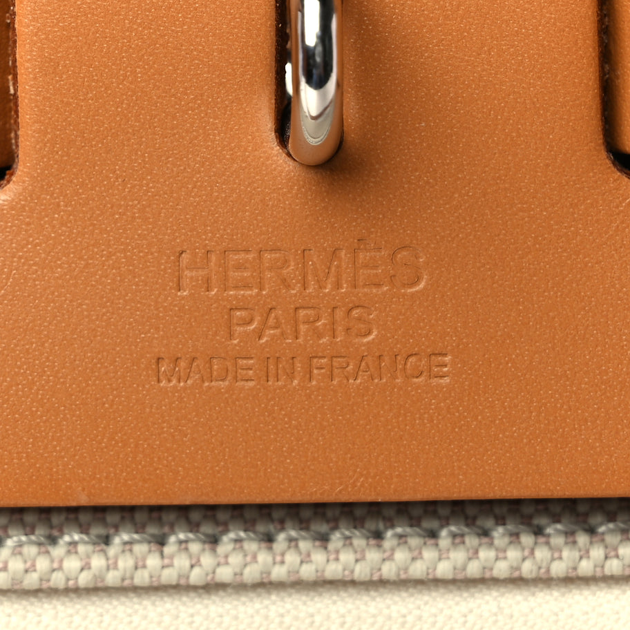 Hermes Military Toile Vache Hunter Herbag Zip Retourne 31 PM Beton Naturel Image 6