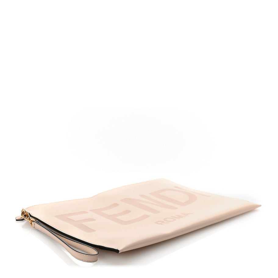 Fendi Vitello King Logo Embossed Large Flat Pouch Poudre Image 4