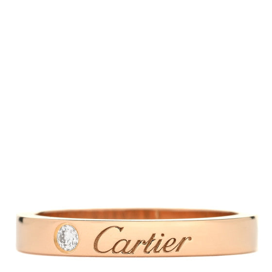 Cartier 18K Pink Gold Diamond 3mm C De Wedding Band Ring 52 6 Image 1