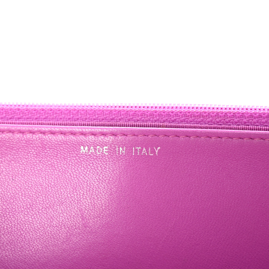 Chanel Lambskin Quilted Boy Wallet On Chain WOC Purple Image 7