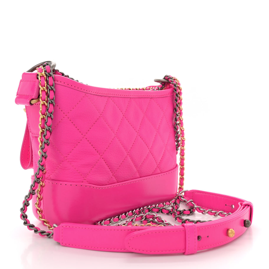 Chanel Goatskin Quilted Small Gabrielle Hobo Pink Image 3