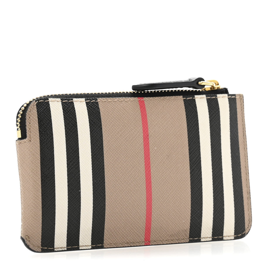 Burberry E-Canvas Calfskin Icon Stripe Zip Coin Case Archive Beige Image 3