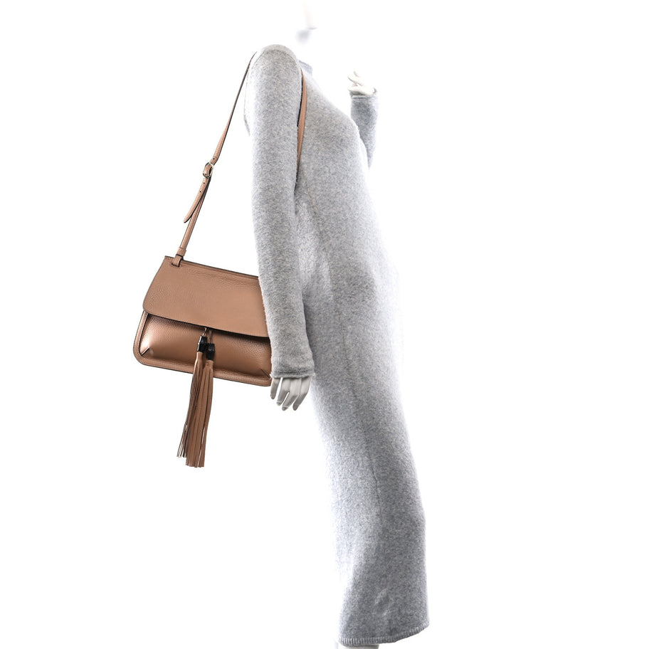 Gucci Cellarius Calfskin Medium Bamboo Daily Flap Shoulder Bag Camelia Image 2