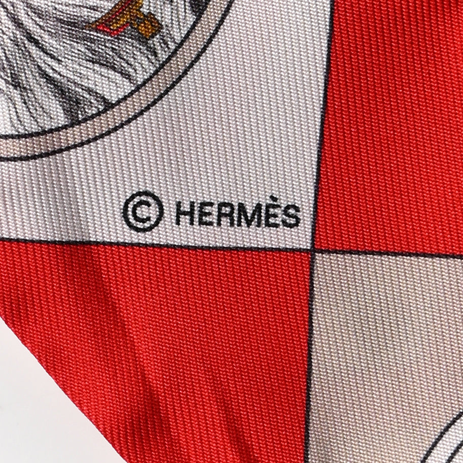 Hermes Silk Colliers Et Chiens Twilly Rouge White Mastic Image 4