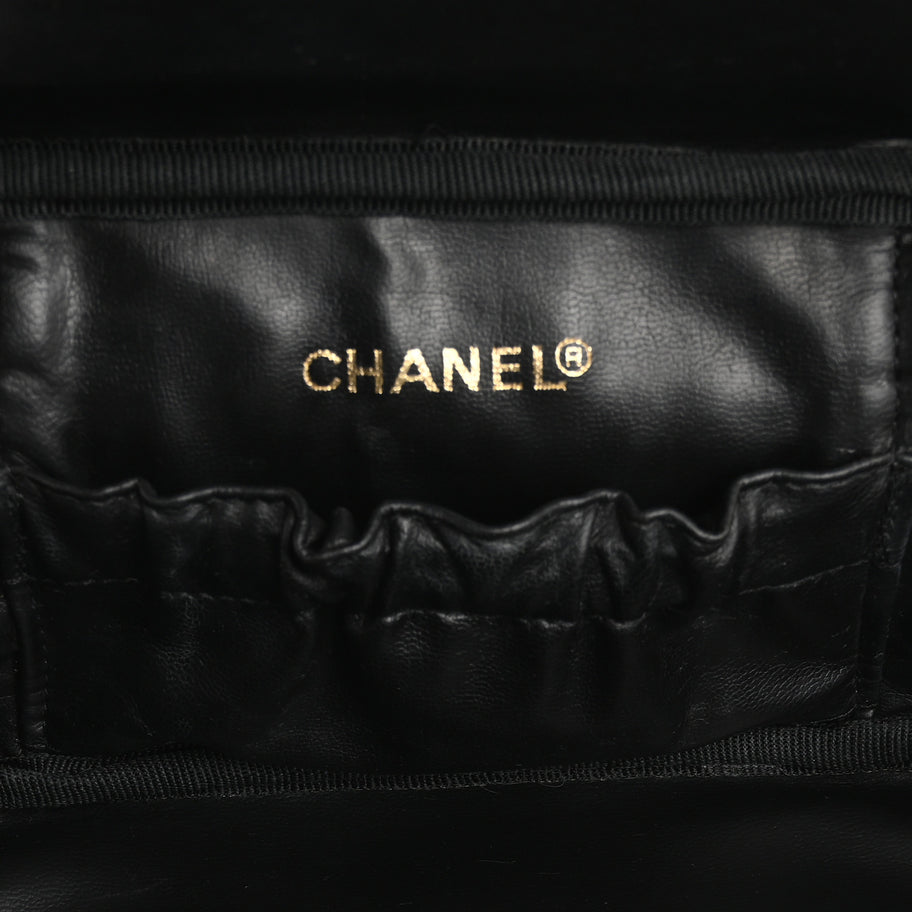 Chanel Lambskin Vanity Cosmetic Case Black Image 5