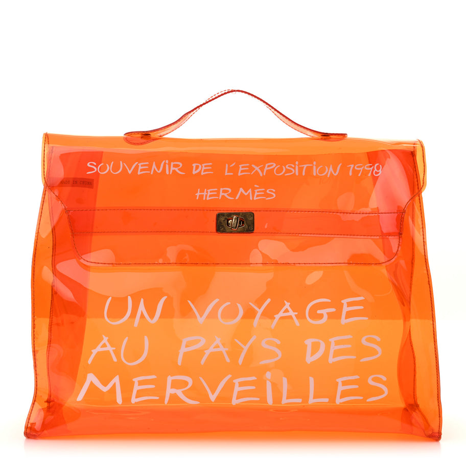 Hermes Vinyl Souvenir De L'Exposition Kelly Orange Image 1