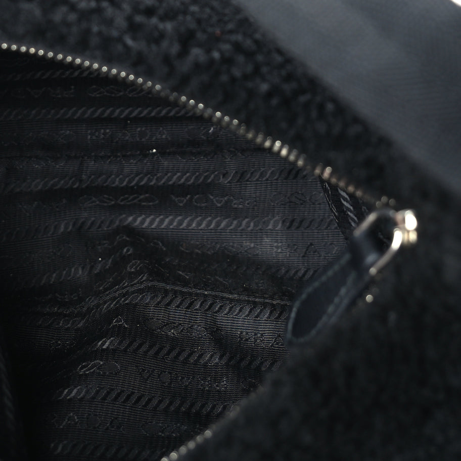 Prada Shearling Mini Re-Edition 2000 Bag  Black Image 4