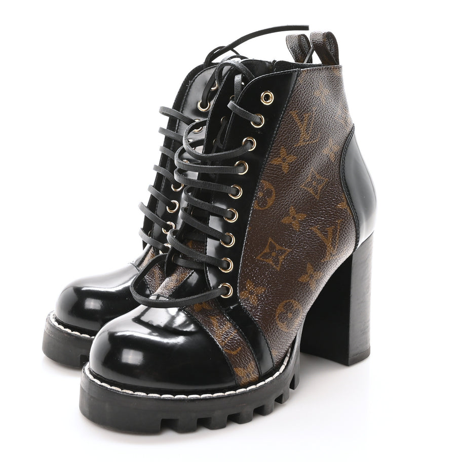Louis Vuitton Patent Calfskin Monogram Star Trail Ankle Boots Black Image 4