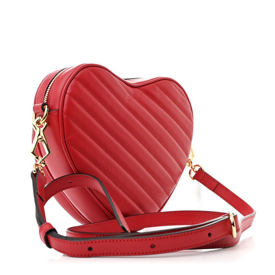 Gucci Calfskin Matelasse Diagonal Mini InterLocking G Heart Shoulder Bag Hibiscus Red Image 3