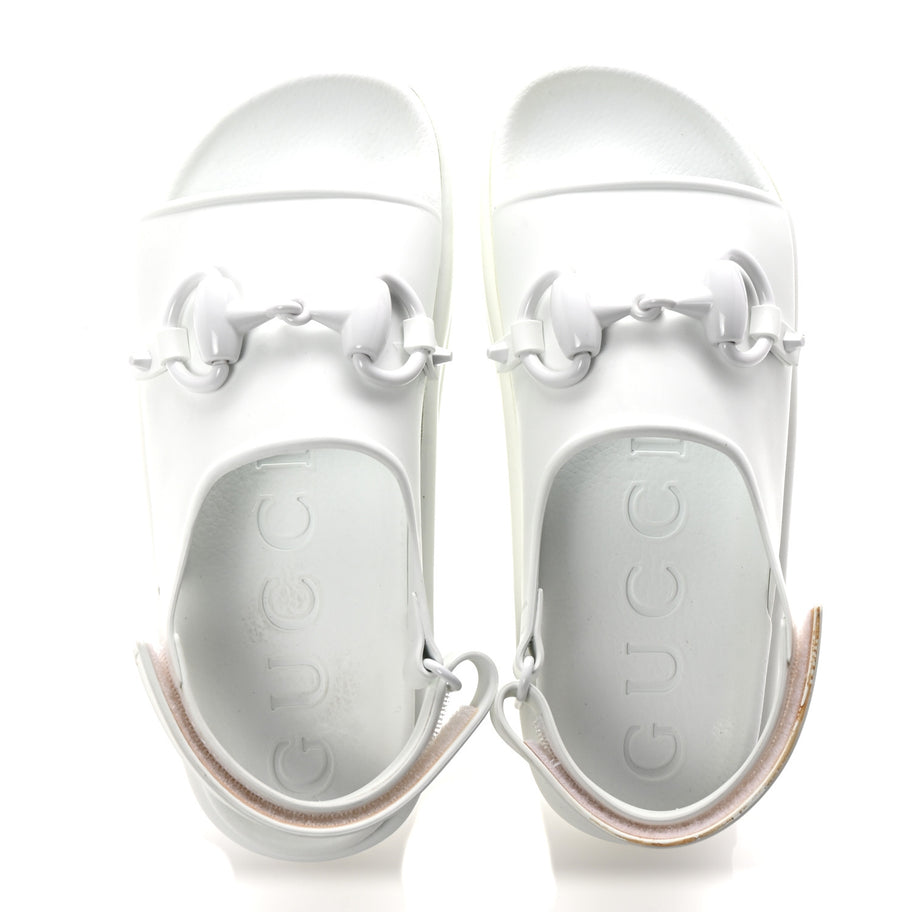 Gucci Soft Rubber Horsebit Touch Womens Strapped Sandals 37 Great White Image 2