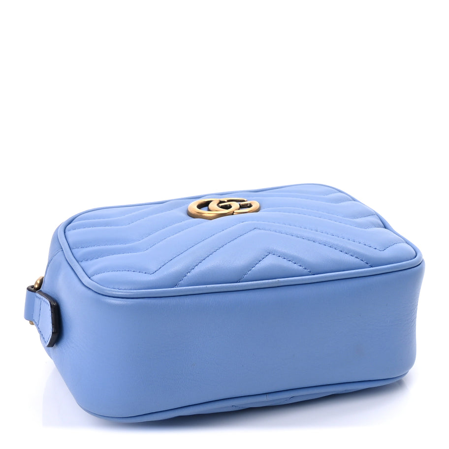 Gucci Calfskin Matelasse Mini GG Marmont Chain Shoulder Bag Clear Sky Blue Image 3