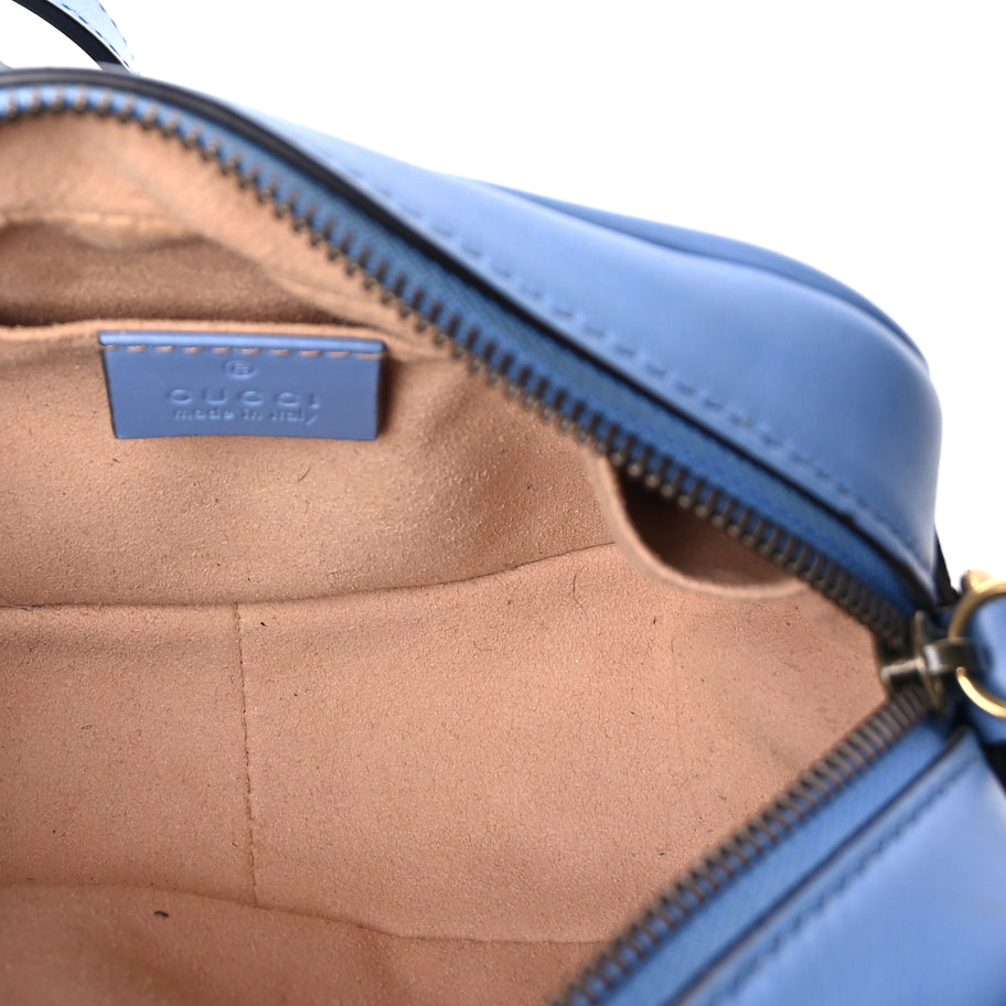 Gucci Calfskin Matelasse Mini GG Marmont Chain Shoulder Bag Clear Sky Blue Image 4