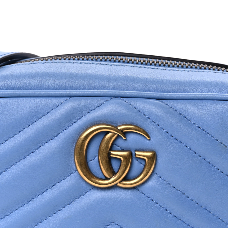 Gucci Calfskin Matelasse Mini GG Marmont Chain Shoulder Bag Clear Sky Blue Image 6