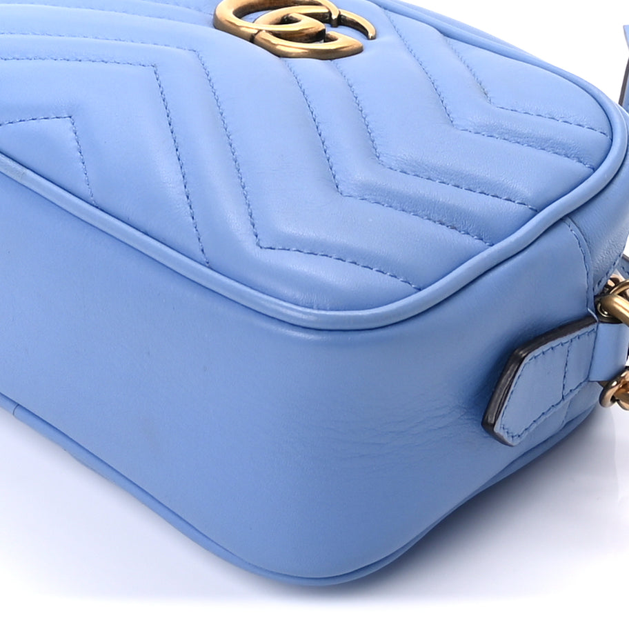 Gucci Calfskin Matelasse Mini GG Marmont Chain Shoulder Bag Clear Sky Blue Image 8