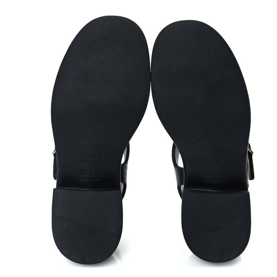 Prada Foam Rubber Metal Triangle Logo 50mm Cage Sandals 38  Black Image 6