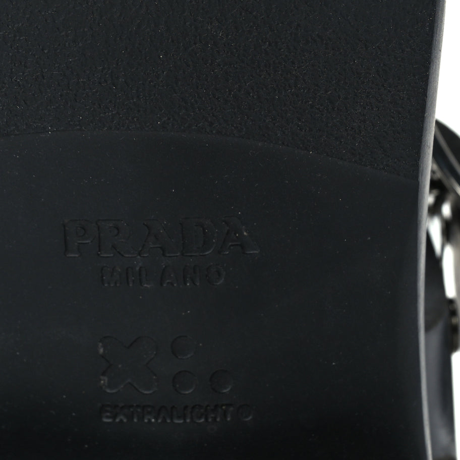Prada Foam Rubber Metal Triangle Logo 50mm Cage Sandals 38  Black Image 7