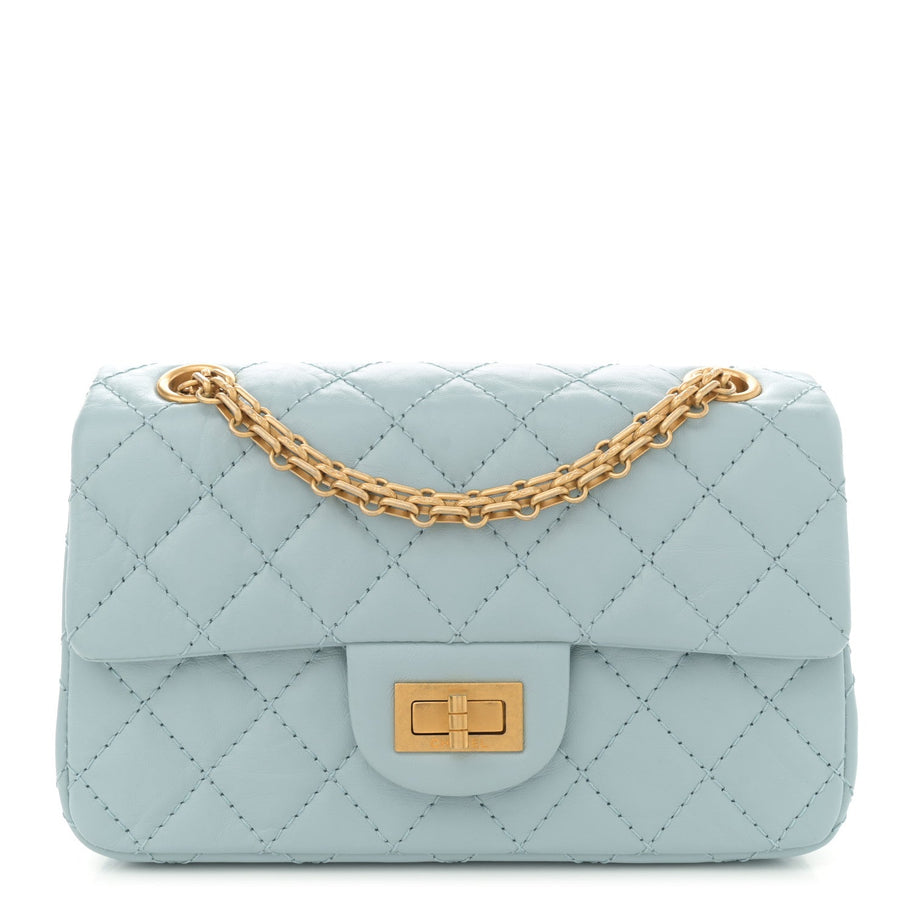 CHANEL ミニバッグ　ミントブルー Chanel 2.55 mini blue leather – bamluxurystore