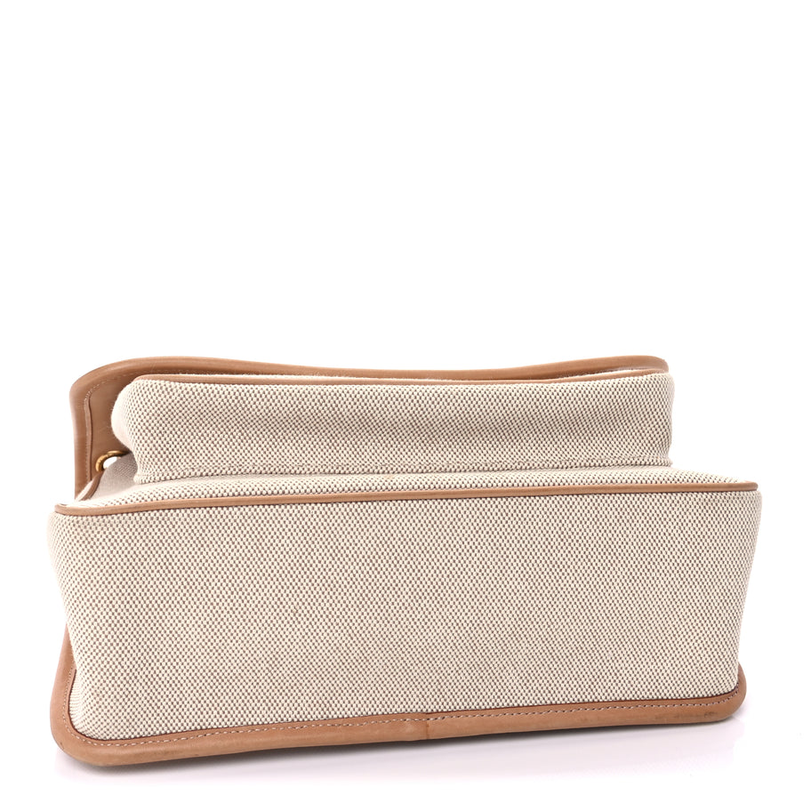 Saint Laurent Cotton Canvas Vintage Calfskin Monogram Medium Niki Chain Satchel  Cream Tan Image 3