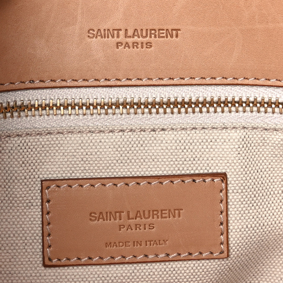 Saint Laurent Cotton Canvas Vintage Calfskin Monogram Medium Niki Chain Satchel  Cream Tan Image 5