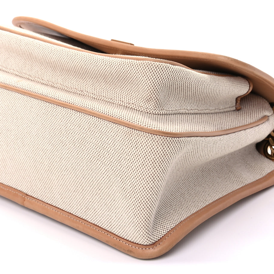 Saint Laurent Cotton Canvas Vintage Calfskin Monogram Medium Niki Chain Satchel  Cream Tan Image 8